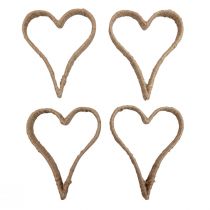 Stile Boho, anello in metallo a cuore anello decorativo nastro di iuta 20 cm 4 pezzi