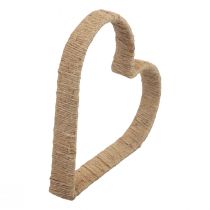 Prodotto Stile Boho, anello decorativo in metallo con cuore e nastro di iuta 30 cm