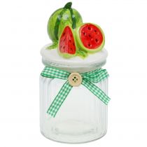 Bomboniera in vetro con coperchio frutta melone H15,5cm