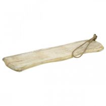 Vassoio in legno, vassoio con cordino, legno naturale lavato bianco, shabby chic L60cm