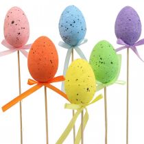 Tappi per piante in plastica con uova di Pasqua colorate H6cm 24 pezzi