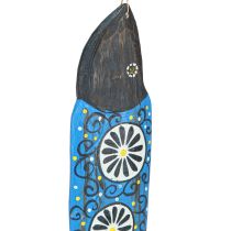 Prodotto Decorazione in legno a forma di pesce colorato da appendere blu e verde 38cm 2 pezzi