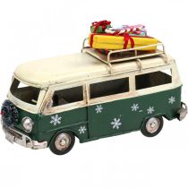 Decorazione natalizia auto bus di natale bus d&#39;epoca verde 17 cm
