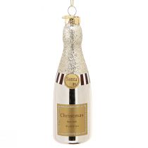 Prodotto Bottiglia di champagne da appendere decorazione di Capodanno argento 13 cm 5 pz