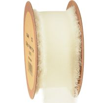 Prodotto Nastro in chiffon color crema con frange 40mm 15m