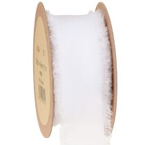 Prodotto Nastro in chiffon bianco con frange 40mm 15m