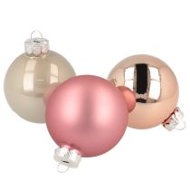 Prodotto Palline di Natale in vetro rosa grigio Ø60mm 24 pezzi