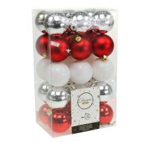 Prodotto Palline di Natale miste bianco, rosso, argento Ø5,5cm 30 pezzi