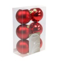 Prodotto Palline di Natale rosse in plastica per albero di Natale, 8 cm, 6 pezzi