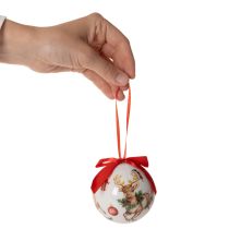 Prodotto Pallina di Natale con motivo a cervo e nastro per appenderla, 7 cm, 4 pezzi