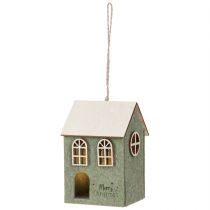 Prodotto Decorazione per albero di Natale a forma di casa in feltro, decorazione LED verde, set da 2 pezzi