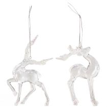 Prodotto Decorazione per albero di Natale figura decorativa cervo acrilico 12,5/15 cm 2 pezzi