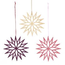 Prodotto Decorazione per albero di Natale decorazione in legno bacca di fiocco di neve 10 cm 12 pz