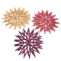 Prodotto Decorazioni per l'albero di Natale, fiocchi di neve, decorazioni in legno, stile scandinavo, 15 cm, 8 pezzi