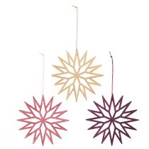 Prodotto Decorazioni per l'albero di Natale, fiocchi di neve, decorazioni in legno, stile scandinavo, 15 cm, 8 pezzi