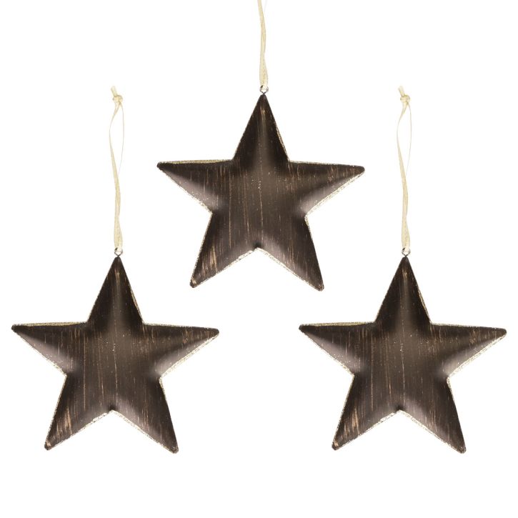 Prodotto Decorazione per albero di Natale decorazione stella metallo nero oro Ø15cm 3 pezzi