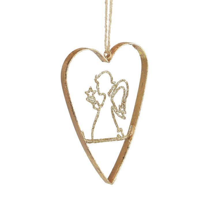 Decorazioni per albero di Natale cuore decorazione cuori in metallo dorato 12 cm 6 pezzi