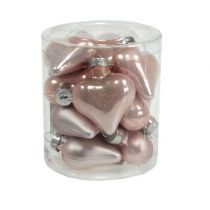 Prodotto Mini cuori in vetro rosa 4 cm 12 pz