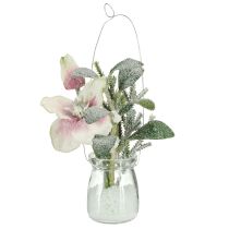 Prodotto Rosa di Natale artificiale in vetro fiori artificiali da appendere H22cm