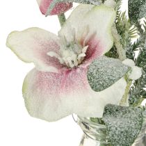 Prodotto Rosa di Natale artificiale in vetro fiori artificiali da appendere H22cm