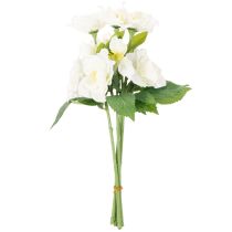 Prodotto Mazzo di rose natalizie artificiali, bianche, decorazione natalizia artificiale