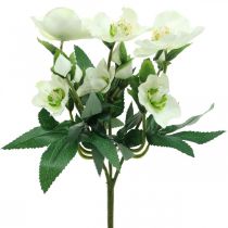 Prodotto Rose di Natale bianche bouquet decorativo fiori artificiali composizione natalizia 27 cm
