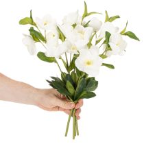 Prodotto Rose di Natale artificiali, mazzo di fiori artificiali decorativi bianchi, 40 cm, 4 pezzi