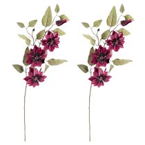 Prodotto Clematis artificiale 3 fiori fiori artificiali Bordeaux 81cm 2 pezzi