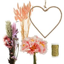 Prodotto Anello decorazione cuore scatola fai da te con peonie e fiori secchi rosa 33 cm