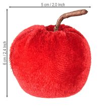 Prodotto Tessuto decorativo con mele autunnali in velluto rosso Ø5cm H6cm 12 pezzi