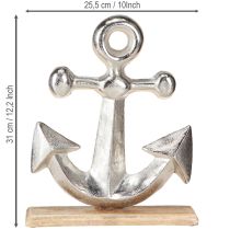 Prodotto Ancora decorativa in metallo e legno color argento naturale, 25,5x5,5x31 cm