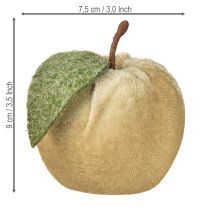 Prodotto Mela decorativa in velluto con foglia marrone giallo Ø7,5cm H9cm 9 pezzi