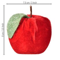 Prodotto Tessuto decorativo con foglie di mela in velluto e feltro rosso Ø7,5cm H9cm 9 pezzi
