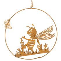Prodotto Ape decorativa in metallo, finitura ruggine, decorazione da giardino da appendere, Ø14cm, 4 pezzi