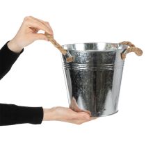 Prodotto Vaso da fiori decorativo in metallo con manici in corda Ø20cm