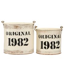 Prodotto Secchiello decorativo con manico “Original 1982” color crema Ø12/10cm, set da 2 pezzi