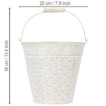Prodotto Secchiello decorativo, sbiancato, con manico, Ø20,5 cm, vaso decorativo in metallo