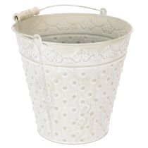 Prodotto Secchiello decorativo, sbiancato, con manico, Ø20,5 cm, vaso decorativo in metallo