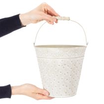 Prodotto Secchiello decorativo, sbiancato, con manico, Ø20,5 cm, vaso decorativo in metallo