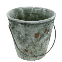 Secchio per piante, decorazione da giardino, secchio in ceramica, fioriera ottica antica Ø16cm H13,5cm