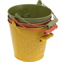 Prodotto Secchio decorativo di frutta lavato giallo, arancio, verde Ø15cm H14cm set di 3