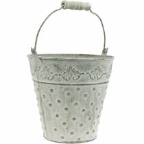Prodotto Secchio decorativo, bianco lavato, con manico Ø20,5cm, fioriera, decorazione in metallo