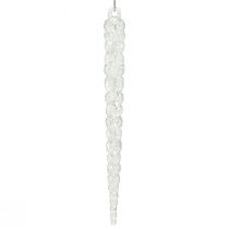 Prodotto Ghiaccioli decorativi per appendere glitter invernali trasparenti 14 cm 4 pezzi