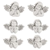 Prodotto Angelo decorativo decorazione tomba grigia in poliresina 7,5×5 cm 6 pz
