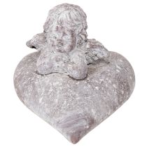 Prodotto Angelo decorativo su cuore in pietra fusa 15×13,5×12cm
