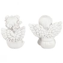Prodotto Angelo decorativo con decorazione tomba a cuore in poliresina bianca H5cm 6pz