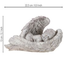 Prodotto Angelo che dorme tra le ali Figura tombale Pietra fusa 22,5cm