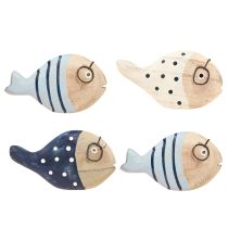 Prodotto Pesce decorativo con bicchieri in legno naturale bianco blu 11–13 cm 4 pz