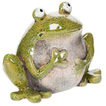 Prodotto Rana decorativa in ceramica verde e marrone, stile vintage, lunghezza 15,5 cm.