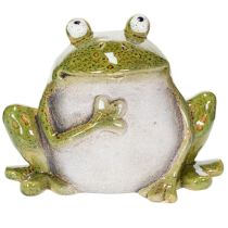 Prodotto Rana decorativa in ceramica verde e marrone, stile vintage, lunghezza 15,5 cm.